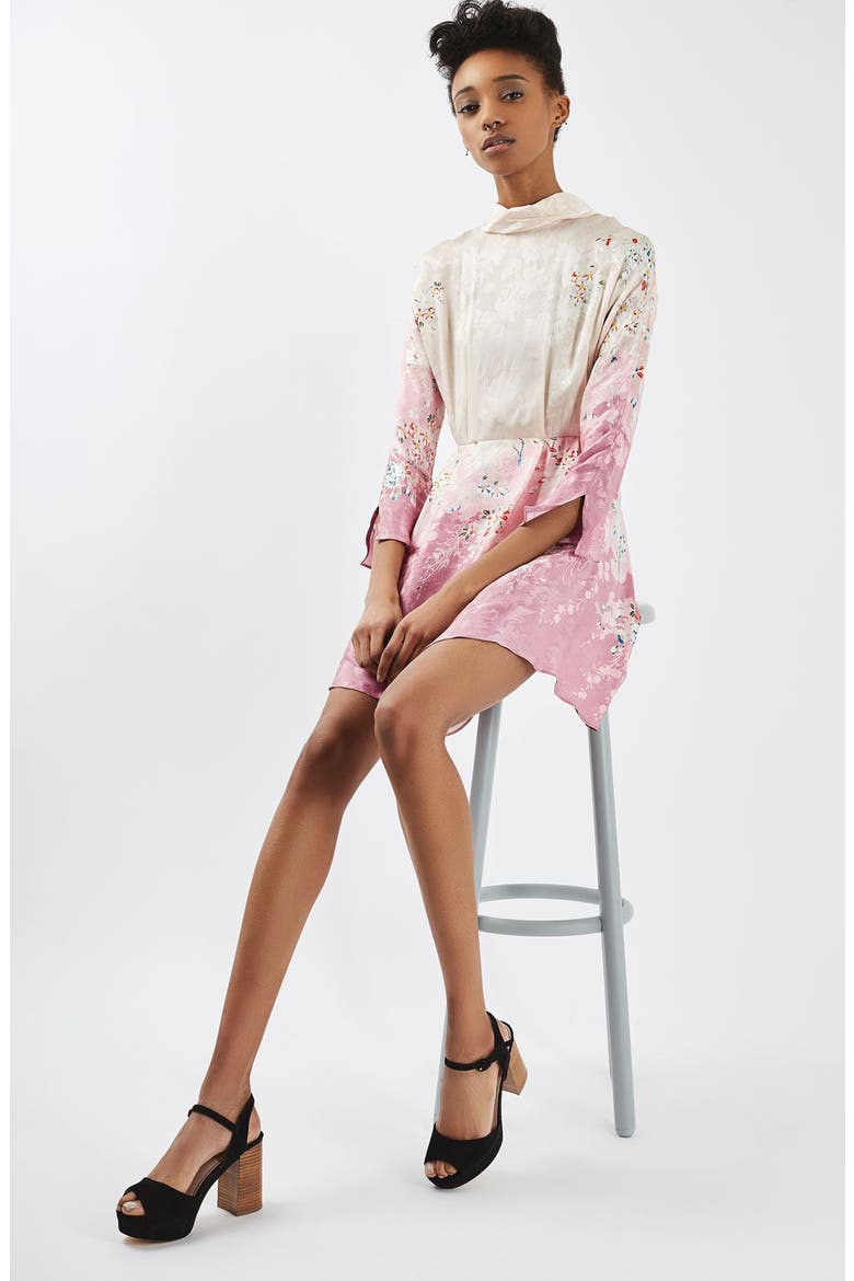 Jacquard Floral Print Dress, Alternate, color, LIGHT PINK MULTI