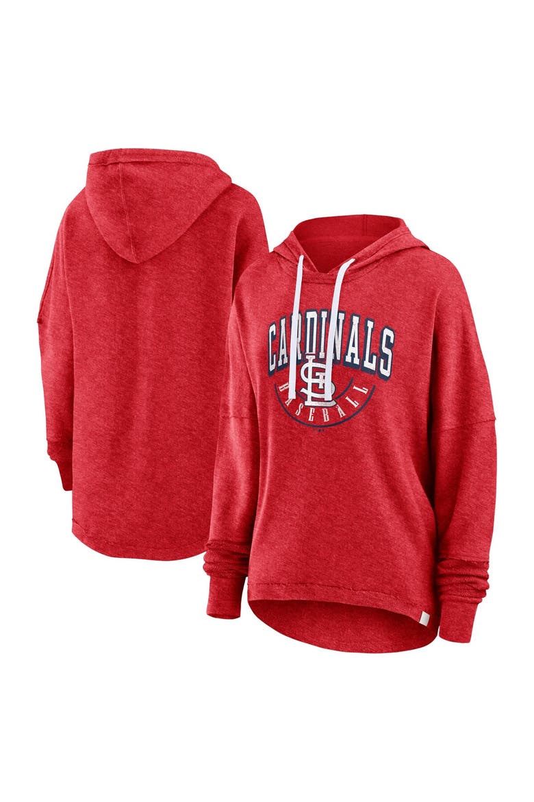 Women's Fanatics Heather Red St. Louis Cardinals Luxe Pullover Hoodie, Main, color, Heather Red