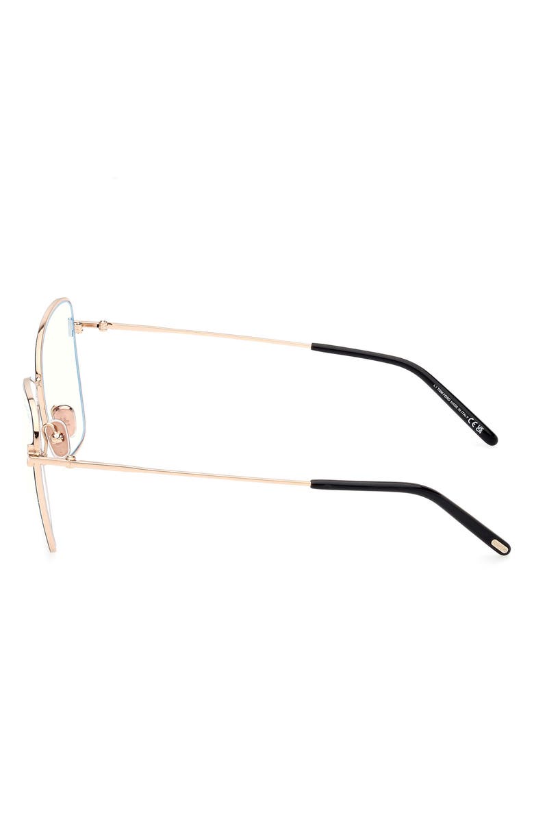 TOM FORD 55mm Butterfly Blue Light Blocking Optical Glasses, Alternate, color, Rose Gold Black Enamel