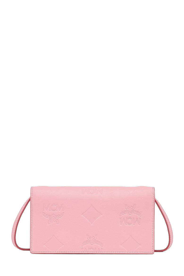 Large Aren Chain Wallet in Embossed Monogram Leather, Alternate, color, Lotus Pink