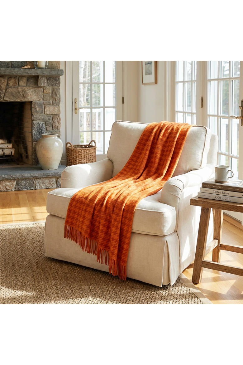 Southampton Home Naturally Weighted Houndstooth Throw, Alternate, color, Orange