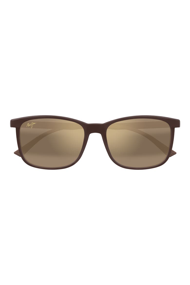 Hulili 57mm Polarized Rectangular Sunglasses, Main, color, BROWN/ BRONZE