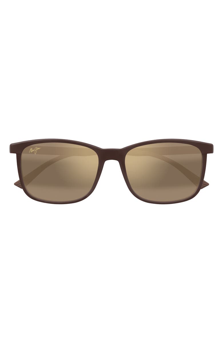 Maui Jim Hulili 57mm Polarized Rectangular Sunglasses, Main, color, Brown/ Bronze
