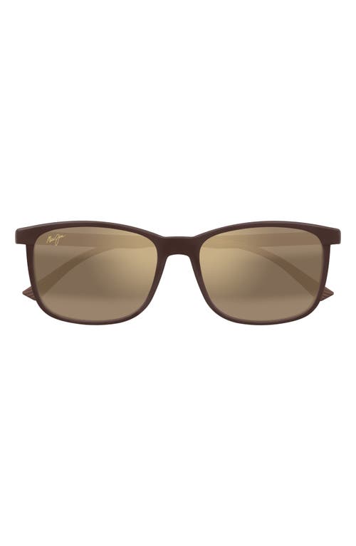Maui Jim Hulili 57mm Polarized Rectangular Sunglasses In Brown/bronze