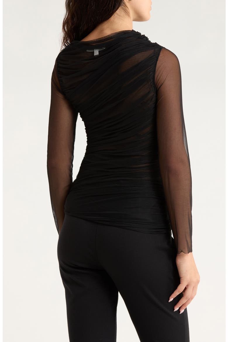 The Draped Sheer Top, Alternate, color, BLACK