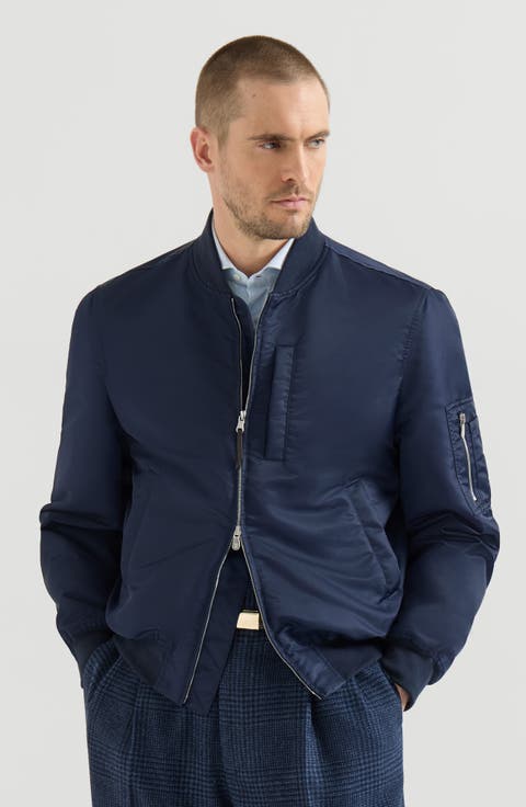 Water-resistant techno satin bomber jacket with Thermore® padding