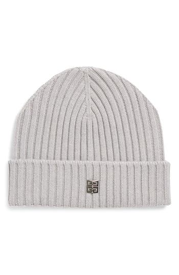 Givenchy Rib Knit Beanie In Gray