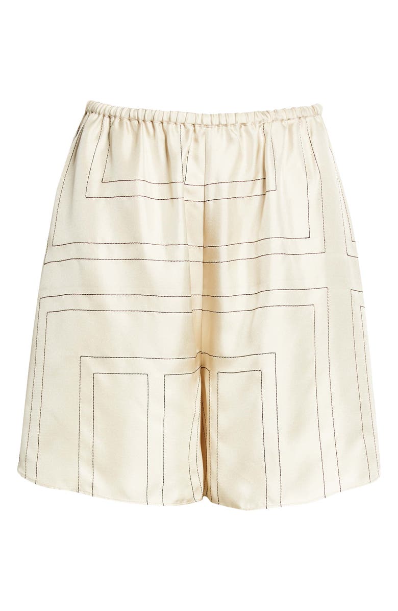 TOTEME Monogram Pull-On Silk Shorts, Alternate, color, Ivory Monogram