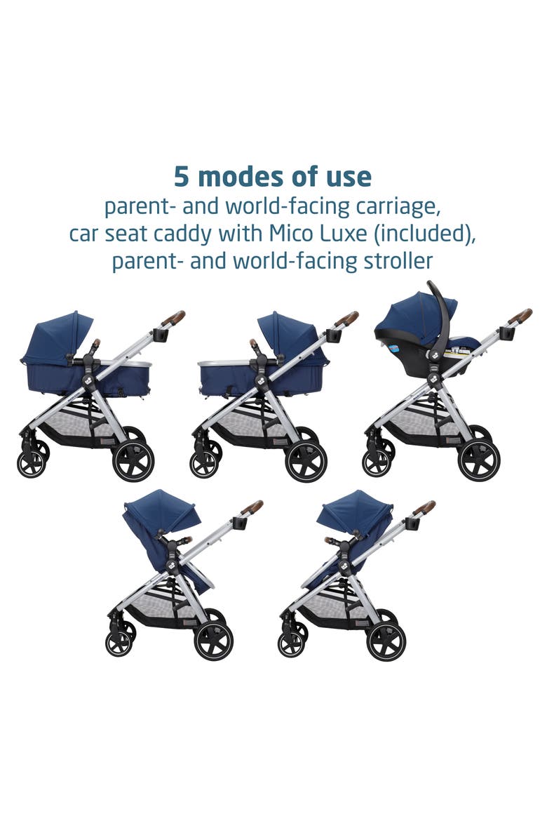 Zelia Luxe Stroller & Mico Luxe Infant Car Seat 5-in-1 Modular Travel System, Alternate, color, NEW HOPE NAVY