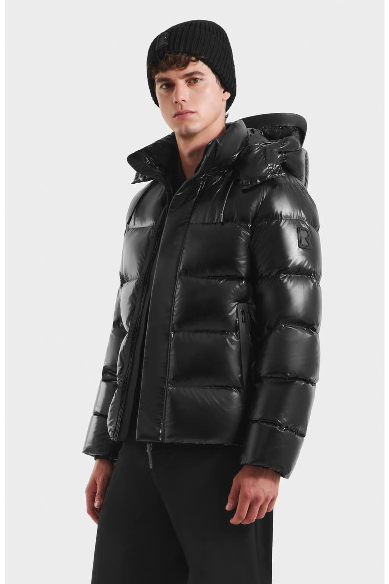 Joel Glossy Down Puffer Jacket, Alternate, color, Black