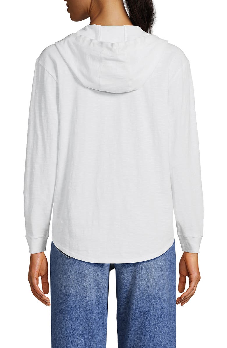 Lands' End Long Sleeve Slub Hooded Popover, Alternate, color, White