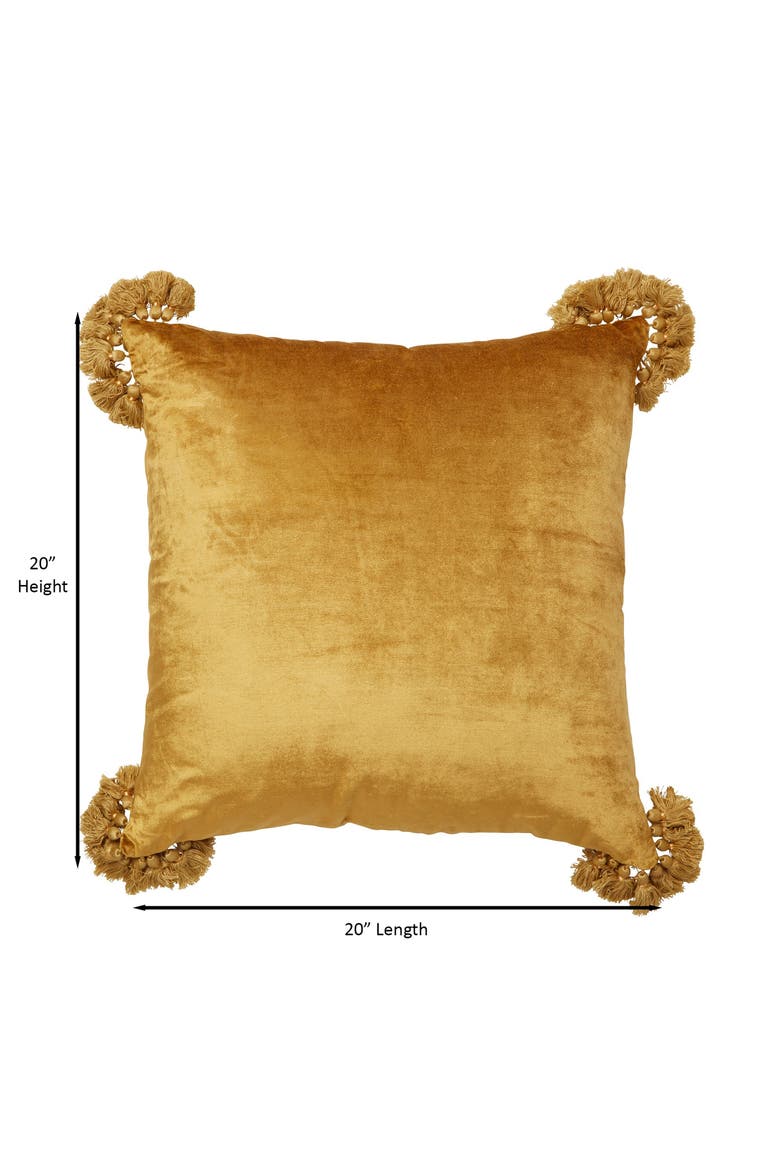 Raj Velvet Tassel Throw Pillow, Alternate, color, OLIVE