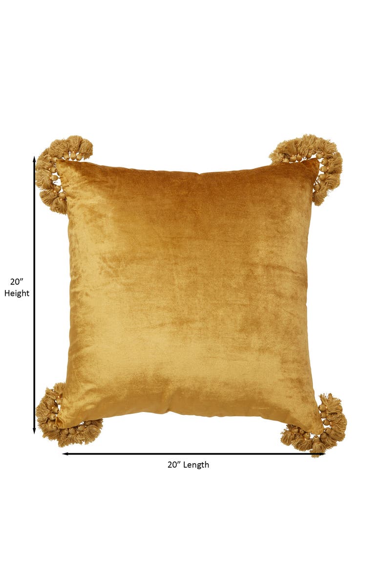 ROSELLI TRADING COMPANY Raj Velvet Tassel Throw Pillow, Alternate, color, Olive