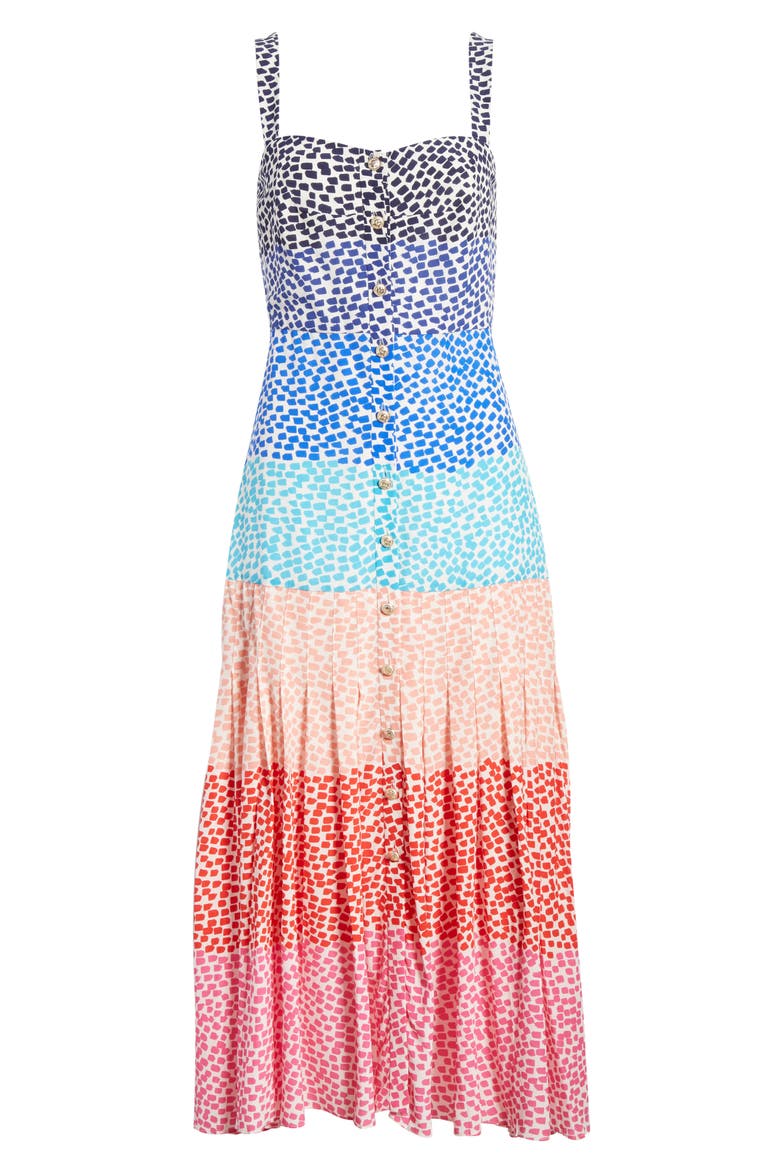 Karen Stripe Silk Dress, Alternate, color, RAINBOW GRADIENT PLMT