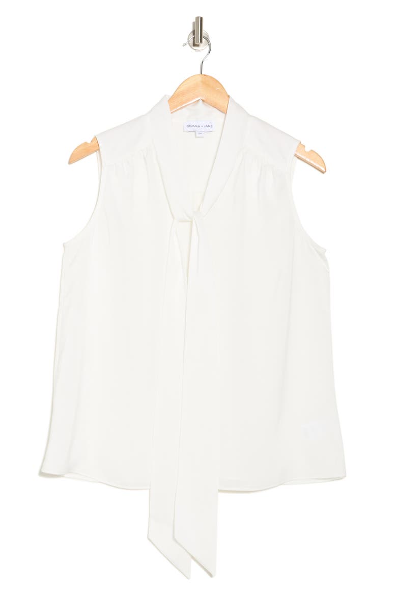 Tie Front Sleeveless Top, Alternate, color, EGGSHELL