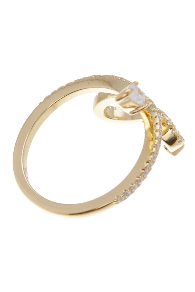 14K Gold Plated Swarovski Crystal Accented Winding Snake Ring, Alternate, color, YELLOW