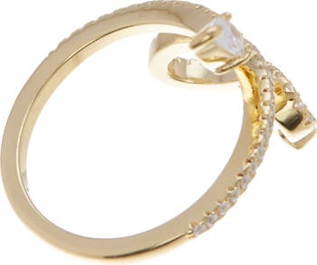 14K Gold Plated Swarovski Crystal Accented Winding Snake Ring