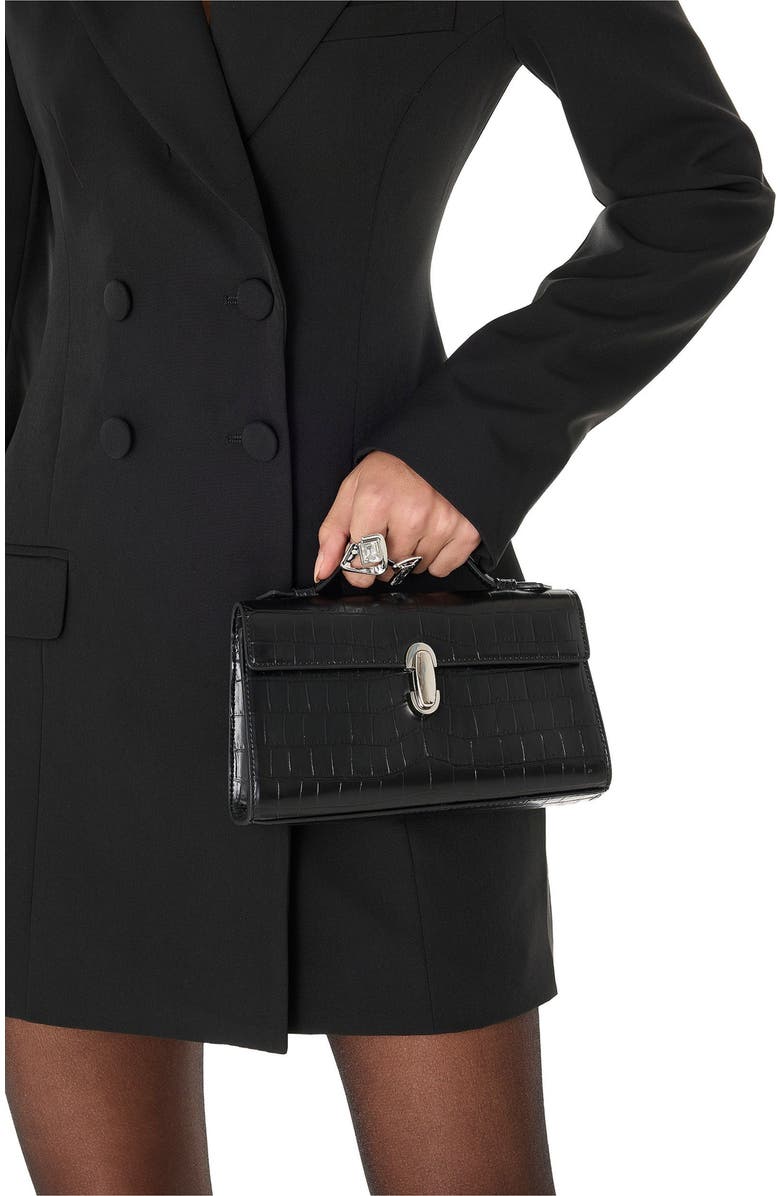 The Noli Shop Danica Croco Clutch, Alternate, color, Black