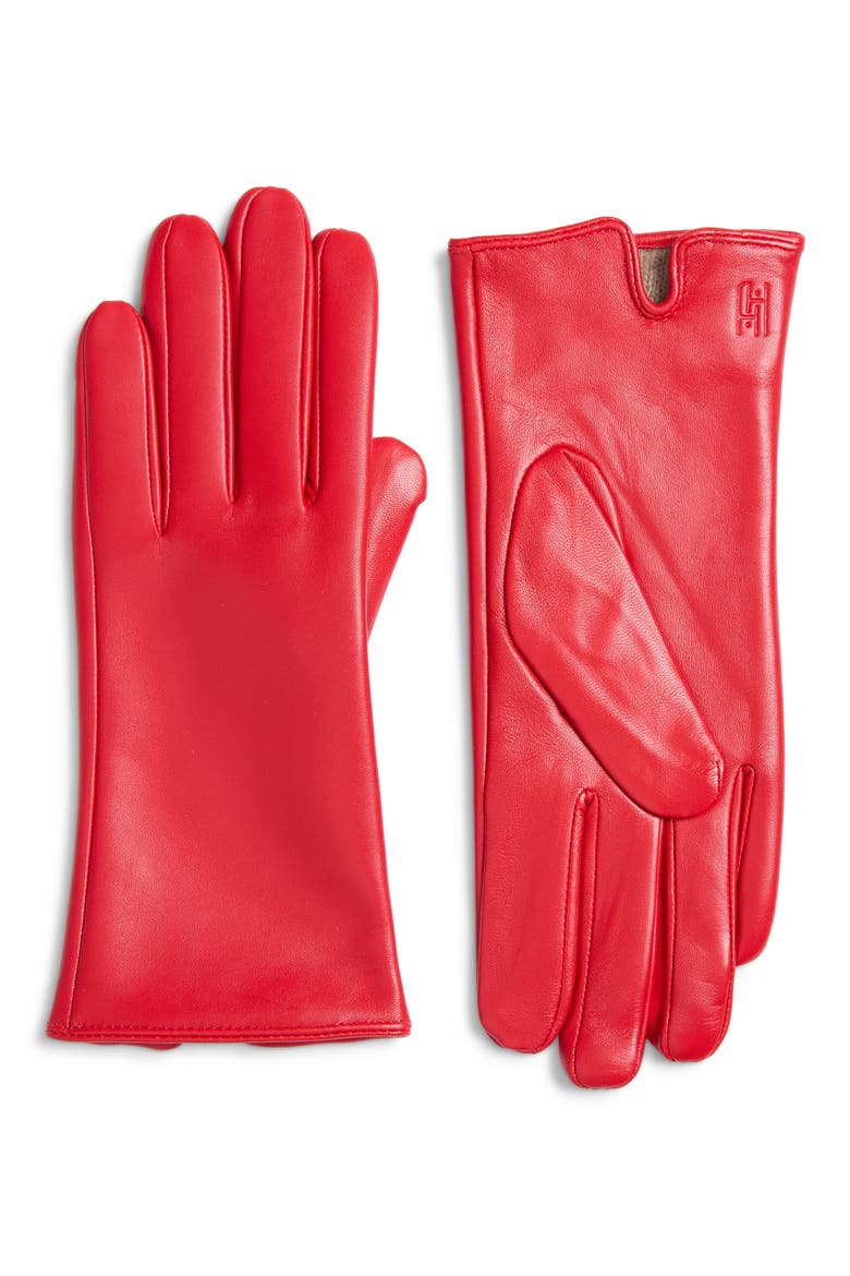Sloane Vented Cuff Cashmere Lined Leather Gloves, Main, color, LIPSTICK RED