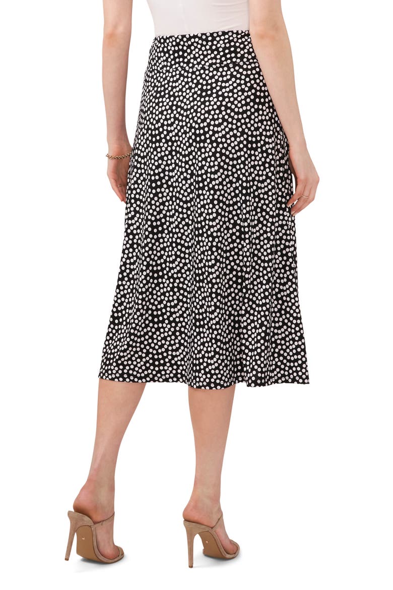 Polka Dot Pull-On Knit A-Line Skirt, Alternate, color, BLACK