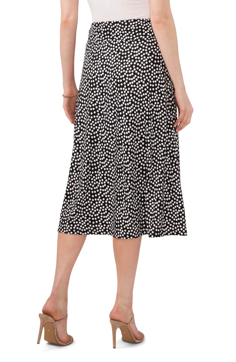 Chaus Polka Dot Pull-On Knit A-Line Skirt, Alternate, color, Black