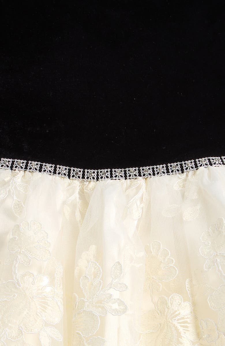 Iris & Ivy Kids' Stretch Velvet & Lace Dress, Alternate, color, Black Ivory