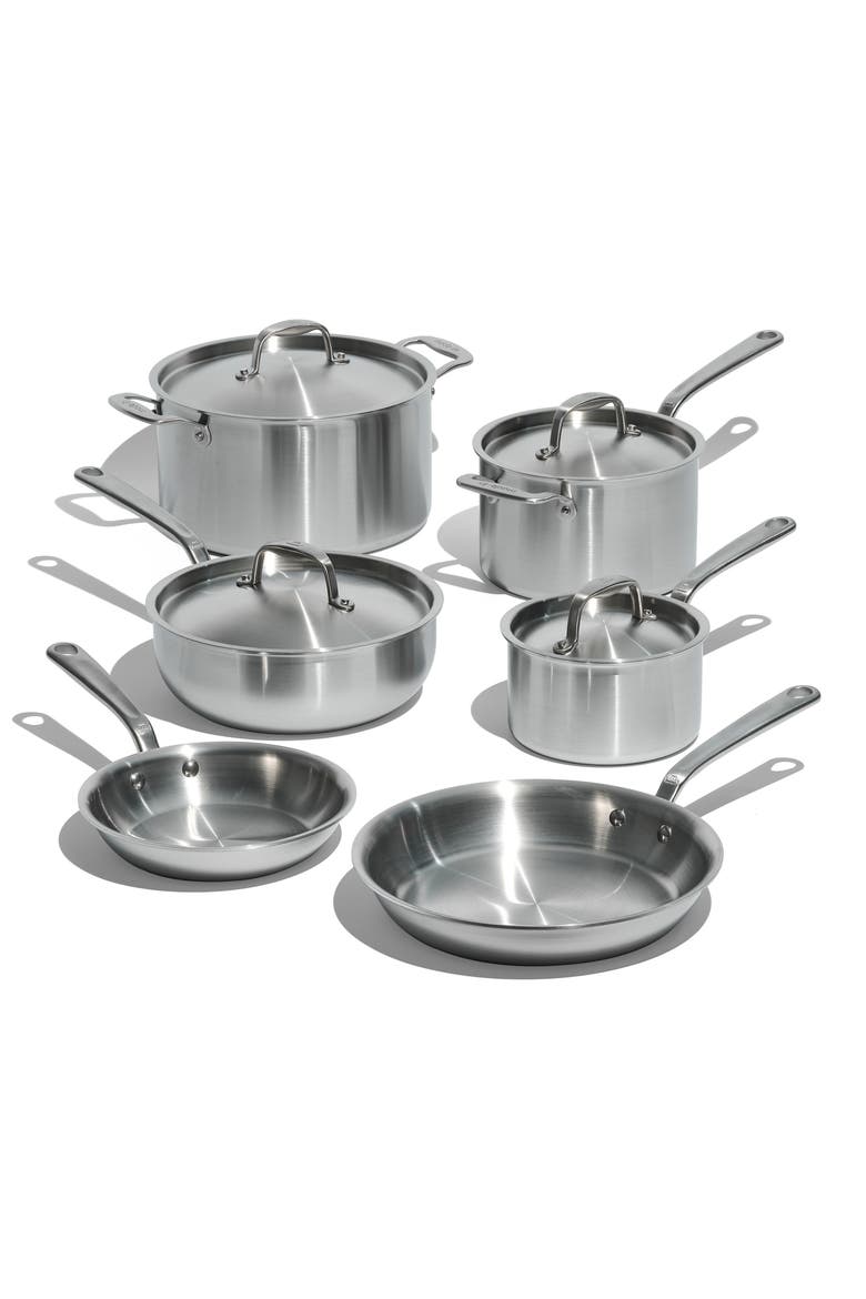 10-Piece Stainless Clad Cookware Set, Main, color, STAINLESS
