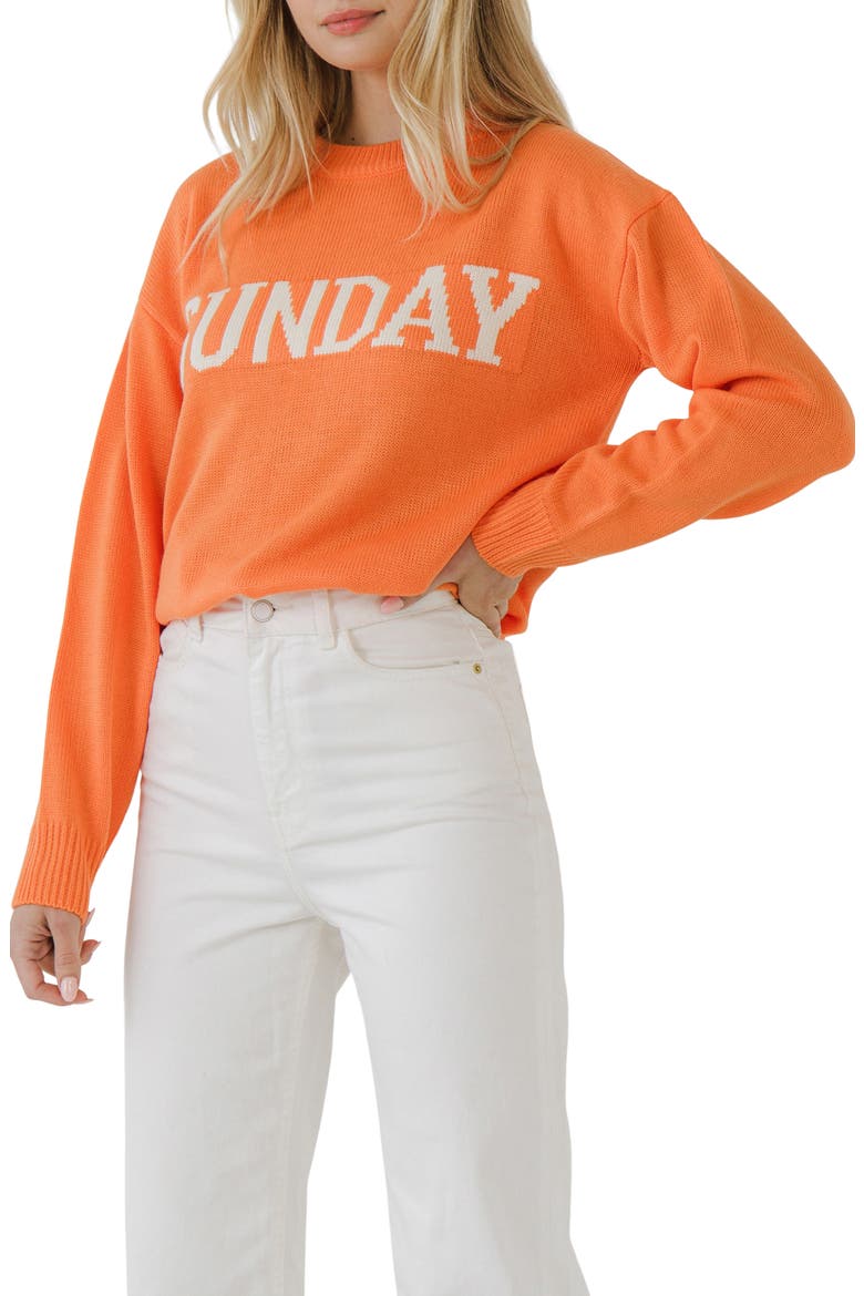 Weekday Motif Sweater, Alternate, color, ORANGE