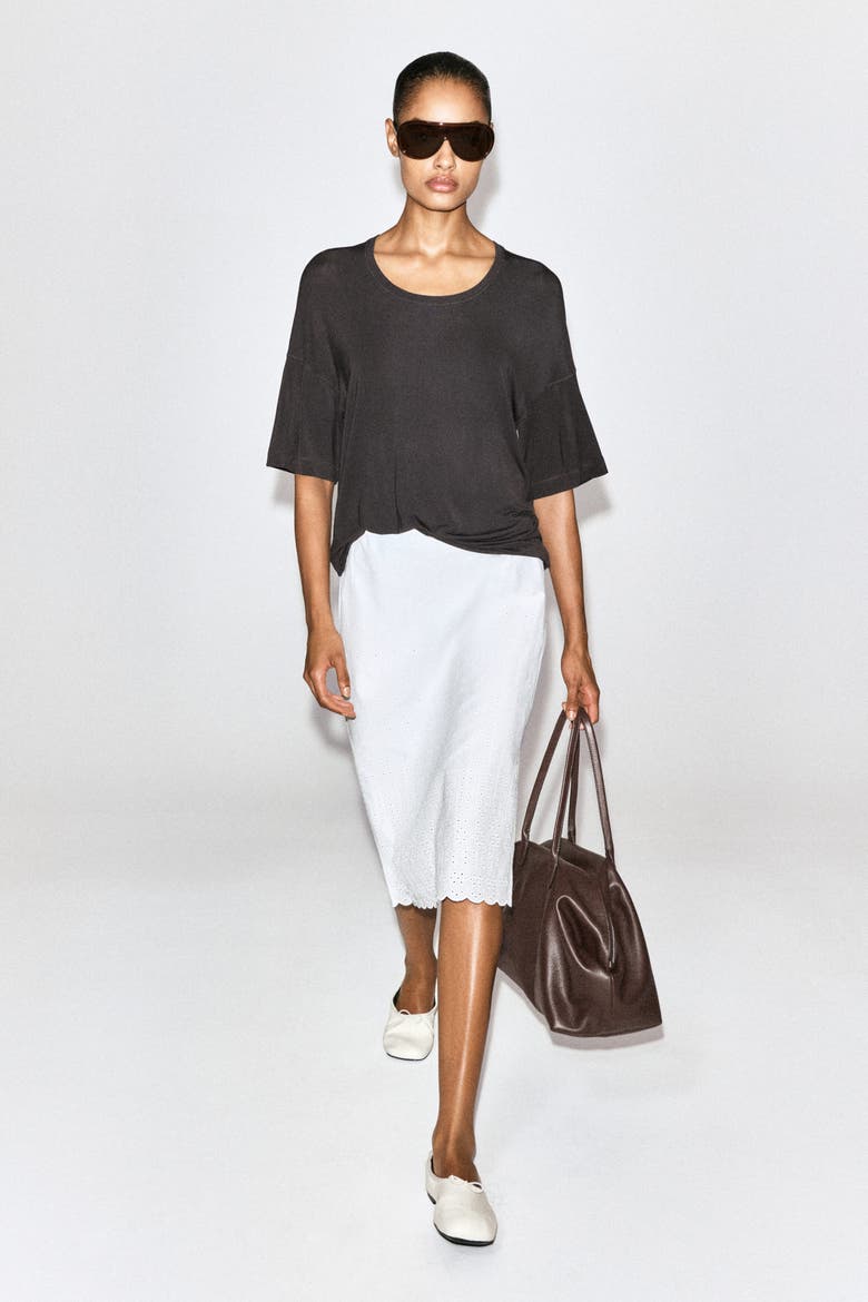 Fluid Modal Scoop-Neck T-Shirt, Alternate, color, BROWN