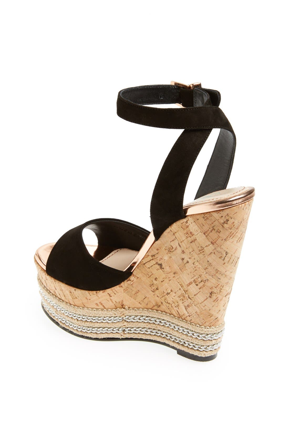 CJG 'Miami' Wedge, Alternate, color, BLACK