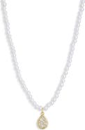 NORDSTROM RACK Faux Pearl & Pavé Crystal Teardrop Pendant Necklace