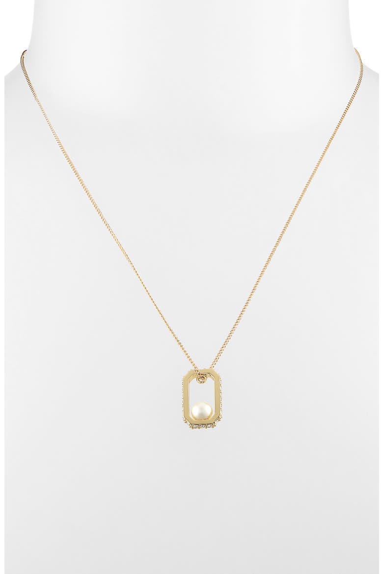 Ellie Hex Faux Pearl Square Pendant Necklace, Alternate, color, PEARL/ GOLD