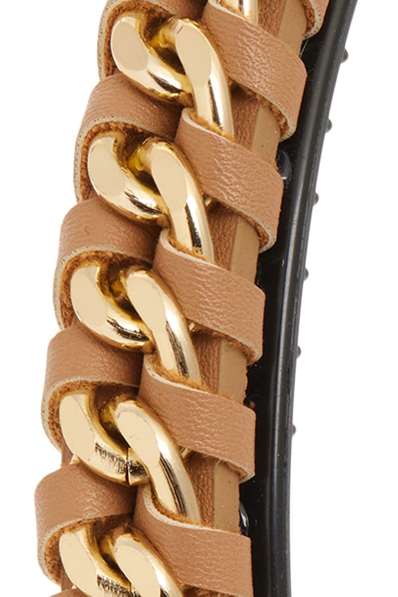 Chain Link & Braided Faux Leather Headband, Alternate, color, BROWN