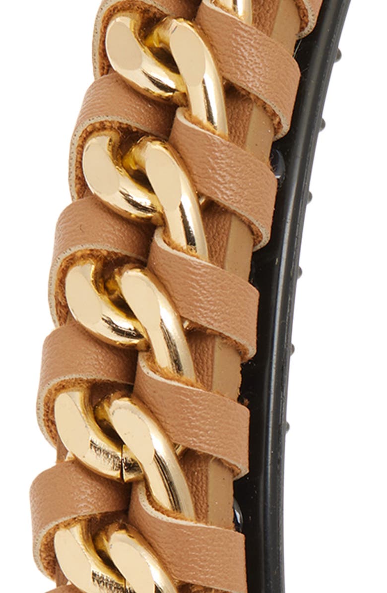 Tasha Chain Link & Braided Faux Leather Headband, Alternate, color, Brown