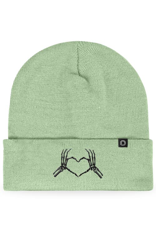 Dalix Heart Of Bones Beanie In Light Green