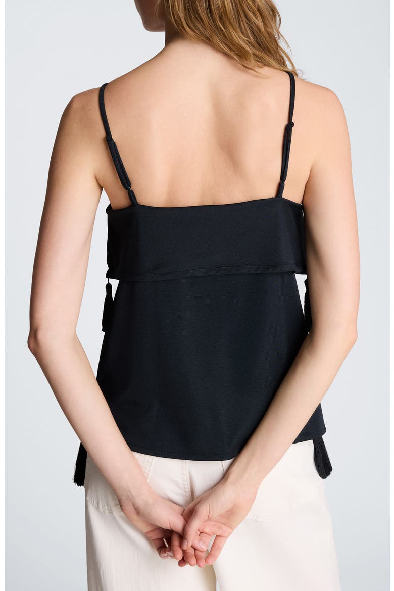 Tassel Trim Foldover Camisole, Alternate, color, BLACK