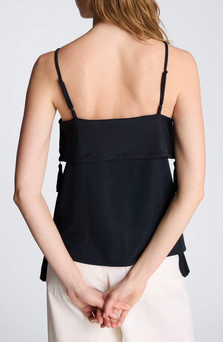 Kenneth Cole Tassel Trim Foldover Camisole, Alternate, color, Black
