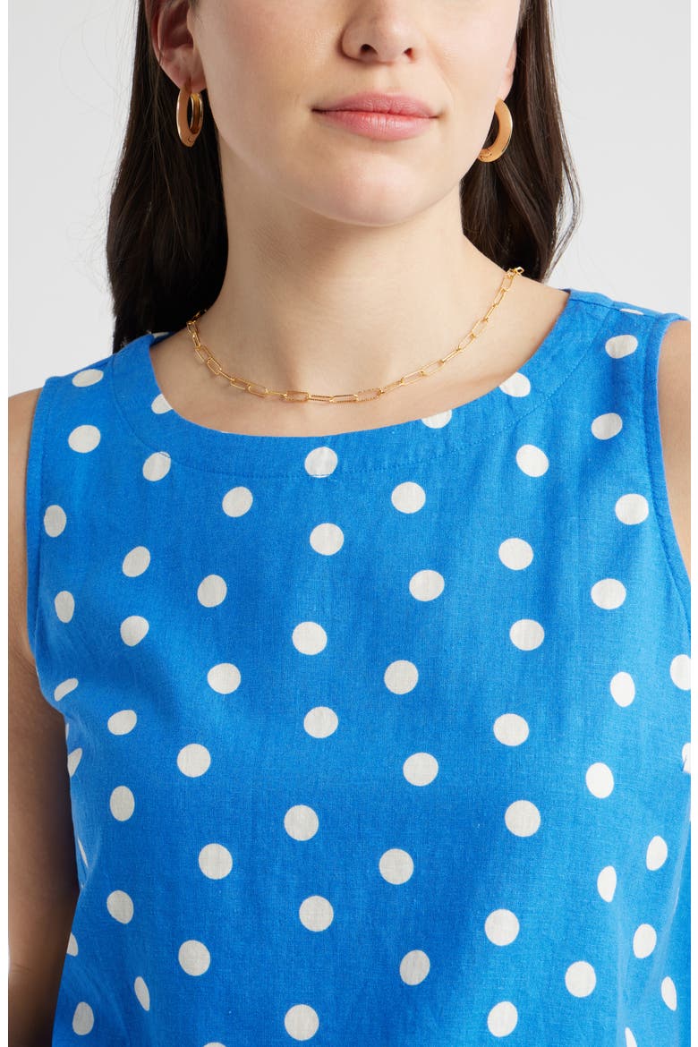 Linen Blend Tank, Alternate, color, BLUE PALACE TULLA DOT