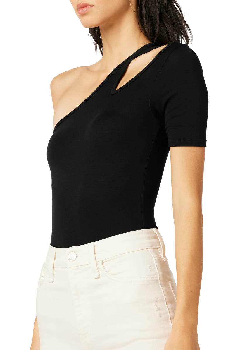Hudson Jeans Asymmetric Cutout One-Shoulder Bodysuit, Alternate, color, Black