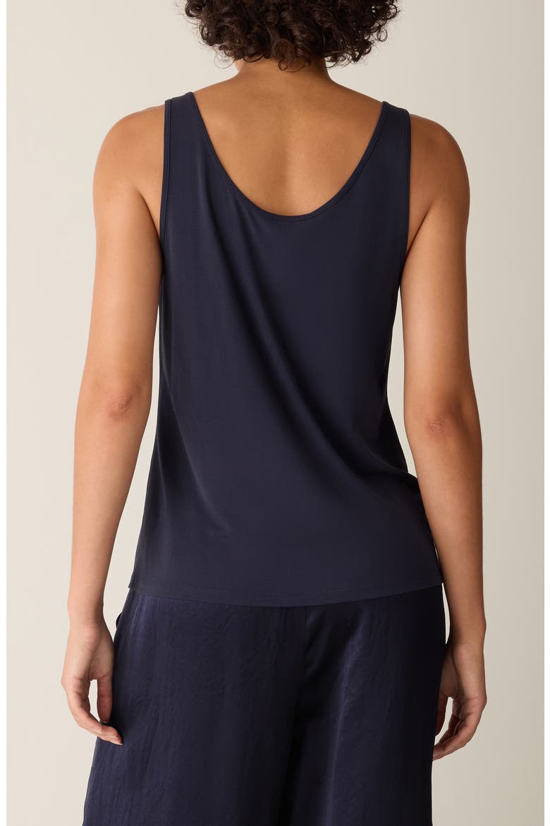 Slim Fit Scoop Neck Silk Tank, Alternate, color, INK