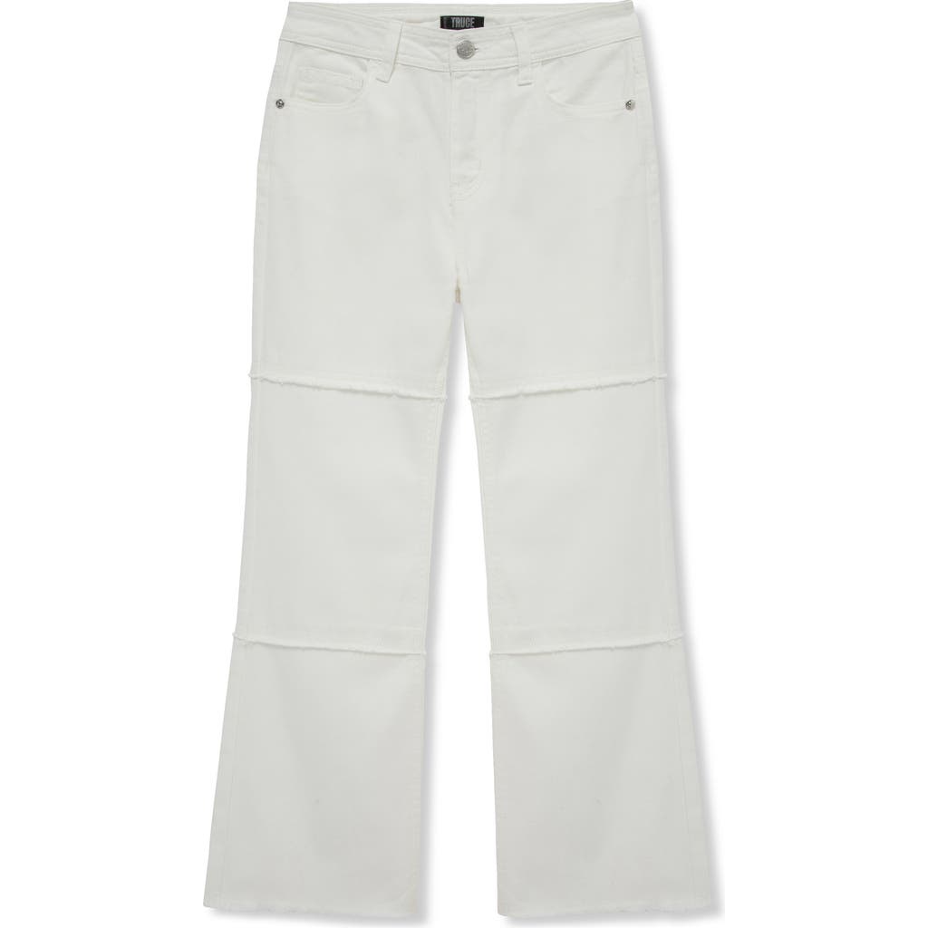 Truce Kids' Seamed Fringe Flare Jeans In White