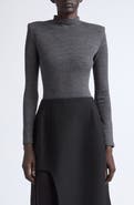Jil Sander Padded Shoulder Wool Mock Neck Bodysuit