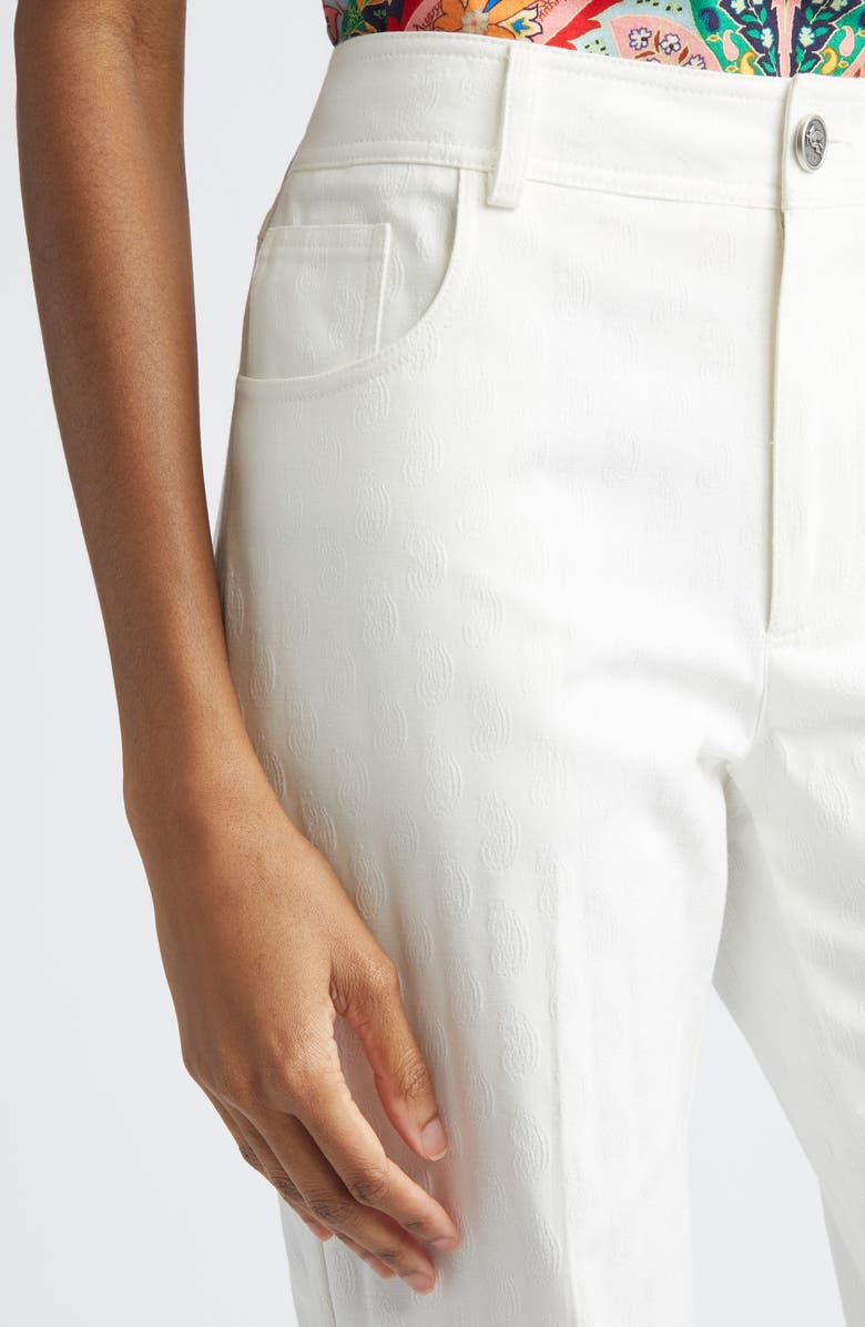 Etro Ex Stretch Cotton Flare Trousers, Alternate, color, White Base