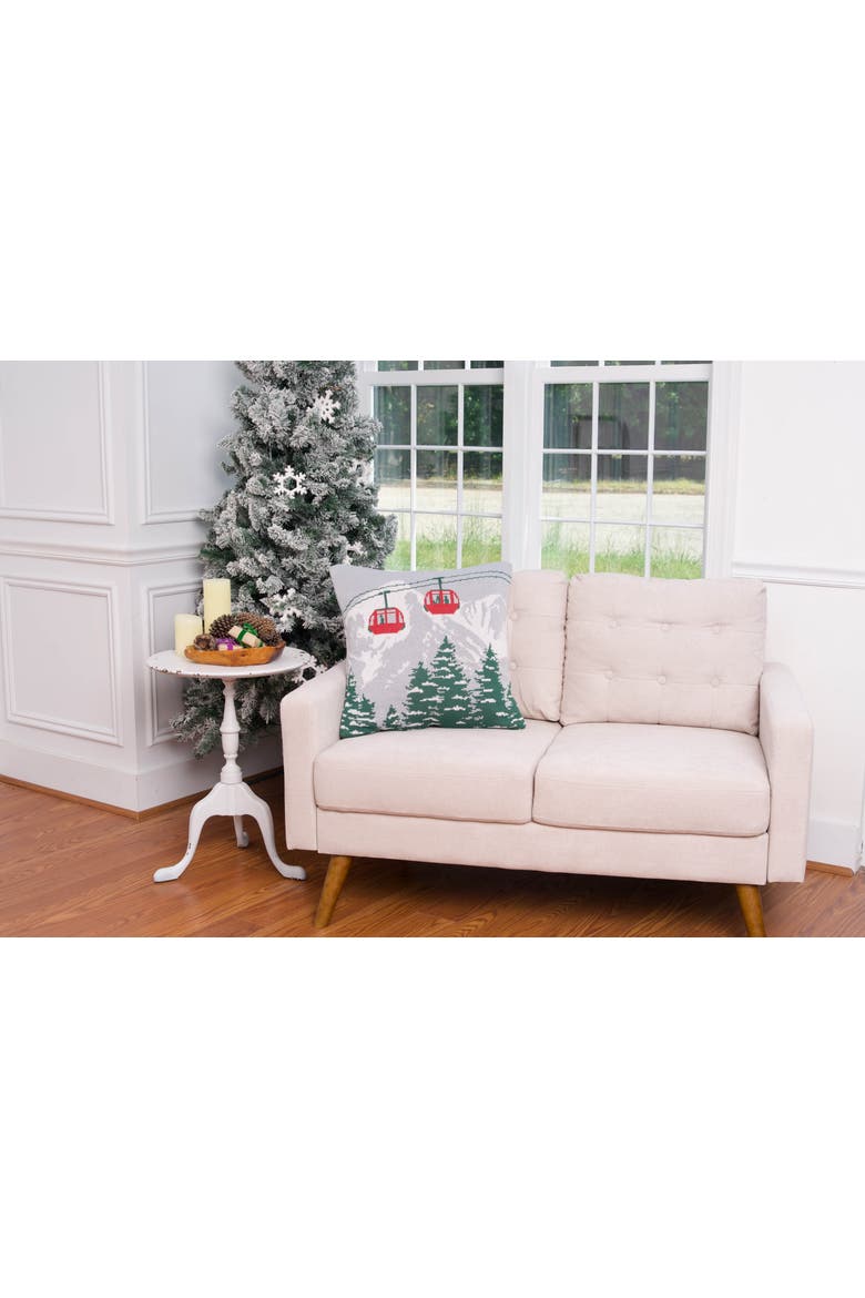 Ski Lift Pines Indoor/Outdoor Knit Accent Throw Pillow  20" x 20", Alternate, color, Red