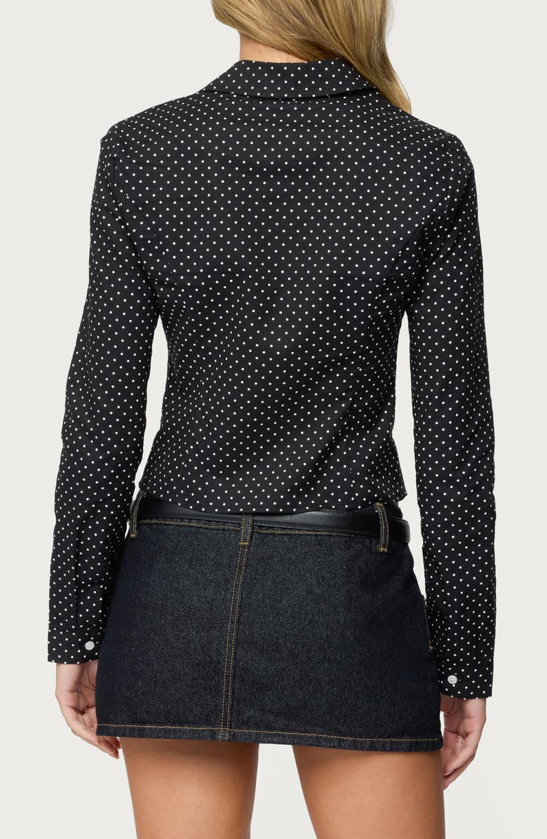 EDIKTED Ilia Polka Dot Button-Up Shirt, Alternate, color, 