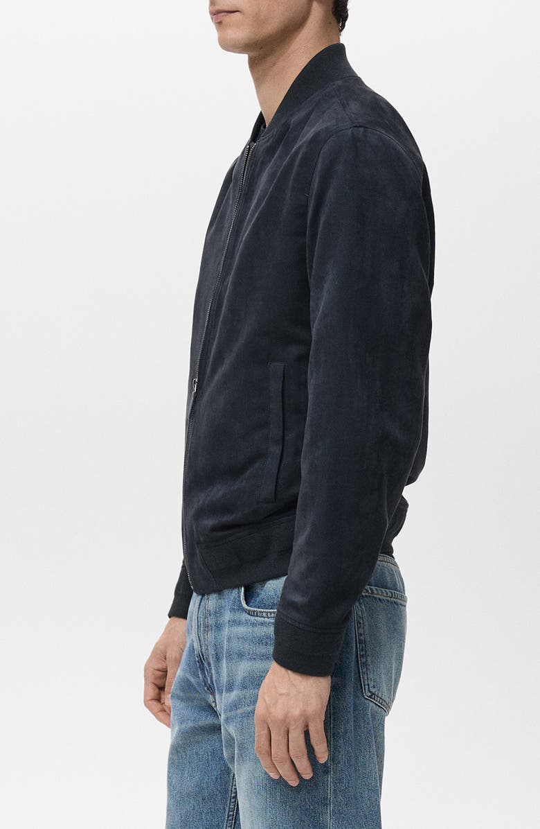 MANGO Faux Suede Bomber Jacket, Alternate, color, Night Blue