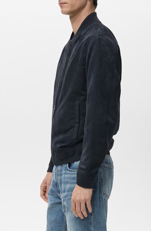 Mango Faux Suede Bomber Jacket In Blue
