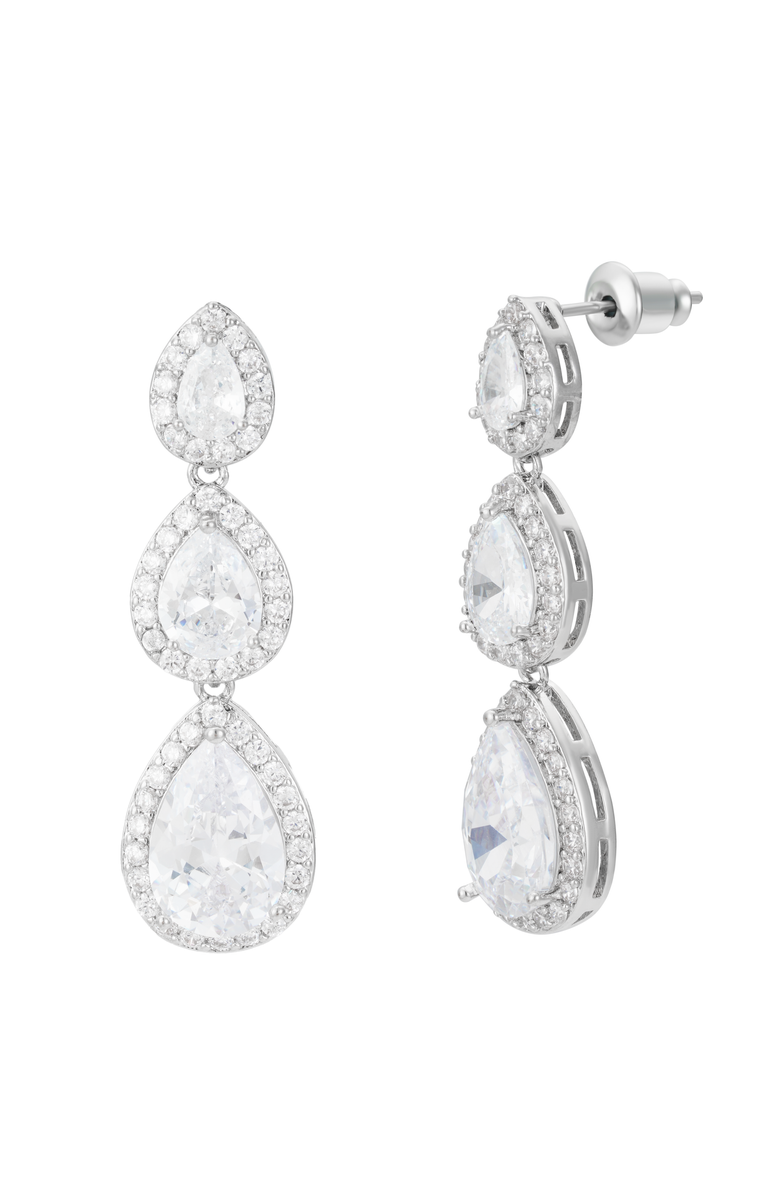 Untamed Petals Dynasty Crystal Drop Earrings, Main, color, Silver