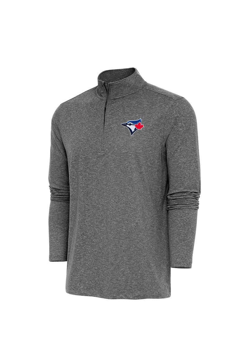 Men's Antigua  Heather Black Toronto Blue Jays Hunk Quarter-Zip Pullover Top, Main, color, Heather Black