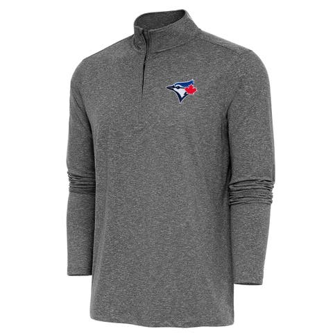 Men's Antigua  Heather Black Toronto Blue Jays Hunk Quarter-Zip Pullover Top